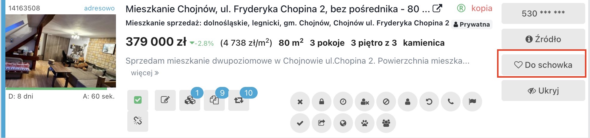 Dodawanie oferty do schowka