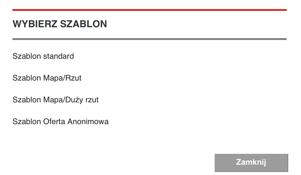Wybór szablonu PDF