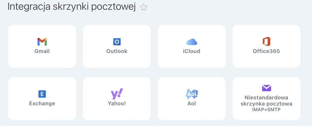 Wybór IMAP + SMTP